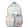 Nova Mochila Escolar Estilo Japonês Ins 2025 para Meninas, Padrão Xadrez Doce de Alto Valor, Mochila Leve de Grande Capacidade para Alunos do Ensino Fundamental II e Médio