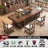 Juego grande de mesa de té y sillas, una mesa y cinco sillas, mesa de té kung fu de madera maciza estilo chino nuevo, mesa de té de madera maciza para oficina para tomar té