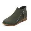 Comercio Exterior Otoño Nueva Llegada Superficie de Cuero Botines Cortos Tacón Grueso Botas Martin Mujer Transfronterizo Tacón Grueso Doble Cremallera Talla Grande Botines Tobillo wish
