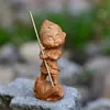 Talla de Tuya Artesanía en Madera Sol Wukong Adornos para Coche Rey Mono Pie de Mango Rey Mono Rey Mono