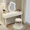 Nuevo modelo de tocador para dormitorio, mesa de maquillaje simple y moderna, gabinete de almacenamiento de lujo ligero, tocador pequeño estilo crema