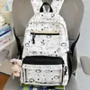 Mochila con Estampado Completo de Gato de Dibujos Animados Linda Serie Sal Marina para Estudiantes de Primaria, Mochila de Viaje Versátil y a la Moda para Niñas