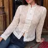 Bai Fen Zhi YiTEMU Transfronterizo 2026 Nueva Fresca Estilo Chino Cuello Alto Botones Encaje Manga Larga Camisa para Mujer