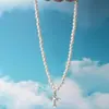 Moda Transfronteriza Europea y Americana Collar con Colgante de Cruz de Perla y Diamante para Pascua Cadena para el Cuello de Uso Moderno Cadena para la Clavícula