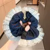 Scrunchie de Renda com Bolinhas de Temperamento Gentil Vintage Elástico de Cabelo de Alta Qualidade Corda para Coque de Cabelo Faixa de Cabelo
