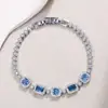 Pulseira de Zircônia Geométrica de Safira de Corindo Vermelho de Luxo Leve de Alta Qualidade Acessórios Modernos Versáteis de Tendência Joias Femininas