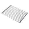 Estante Plegable de Drenaje Lámina de Drenaje de Acero Inoxidable Cesta de Drenaje para Frutas y Verduras Estante de Almacenamiento para Tazones y Platos Estante de Drenaje con Persiana Enrollable de Silicona