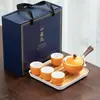 Infusor de Chá para Preguiçosos em Cerâmica Barro Preto Conjunto Automático de Chá Conjunto Pequeno Pote Portátil de Viagem com Alça Lateral Bandeja de Chá Chá Gongfu