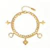 Pulsera popular de titanio y acero estilo ins, moderna, versátil, corazón, mariposa, estrella, geométrica, de acero inoxidable, joyería para la mano