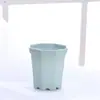 4,8cm Planta Suculenta Vaso Polegar Mini Pequeno Simples Imitação Porcelana Plástico Vaso de Flores Octogonal com Prato Plantas Verdes