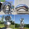 Fabricante de Esculturas de Paisaje Grandes de Acero Inoxidable Anillo Luminoso Metal Landmark Plaza del Paisaje Espejo Frijol Dorado Escultura