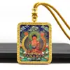 Pingente Tanka Dourado Meio Pintado à Mão, Oito Budas Guardiões, Pingente Tanka do Buda do Nascimento, Colar Tanka Portátil Atacado