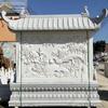 Escultura de pedra relevo mural parede de mármore branco Grade da janela antiga da parede oco sorte pátio decorativo ornamentos da parede ao ar livre