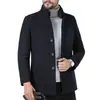 Casaco Masculino 2023 Jaqueta Grossa Outono e Inverno Gola Casaco de Lã Masculino Tamanho Grande Casaco de Lã Roupa Masculina
