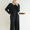 Fornecimento Direto de Fábrica Outono Primavera Verão Elegante Plissado Casual Estilo Lady Moda Blusa Média Gola V Plissados