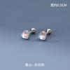 Nalan S925 prata esterlina diamante-embutido brincos de vidro sintético com rosca ins estilo requintado brincos pequenos M04684
