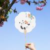 Abanico Redondo Panda de Frutas Estilo Chino con Texto Creativo, Nuevo Abanico Redondo de Papel de Caligrafía y Pintura China para Lugares Escénicos, Fotografía de Viajes y Abanico Tradicional