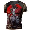 Camiseta Samurai Japonês Masculina Estilo Japonês Estampada Manga Curta Top Casual Retrô Camiseta Oversized Retrô Roupa Masculina