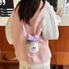 Linda Bolsa Infantil con Moño de Dibujos Animados, Mini Bolso Cubo para Niñas Estilo Chanel con Perlas, Bolso Cruzado Mini de Moda