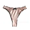 Tanga Sexy de Tela Brillante Estilo Europeo y Americano para Mujer con Refuerzo de Algodón Puro, Panties Deportivos de Cintura Baja para Mujer Tallas Grandes para el Uso Diario