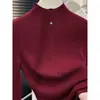 Suéter Ankora Base Roja, Tejido de Cuello Alto Medio para Mujer, Ropa Interior de Otoño e Invierno, Elegante Top Borgoña