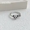 Anillo Lindo de Panda Rojo con Circonita para Mujer, Nuevo Estilo Chino, Pequeño, Ligero, Lujoso, Estilo Artístico, Anillo Pulsera de Grupo Abierto Ajustable