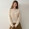 Nuevo Suéter de Cachemira Otoño 2026 Cuello Redondo Jacquard Hueco para Mujer Suéter de Punto Holgado Perezoso Capa Base