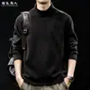 Camiseta de Manga Larga "Twill Fleece" para Hombre Otoño 2026 Cuello Semi-Alto Holgada Cálida Casual Prenda Base