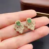 Pendientes Transfronterizos de Esmeralda Natural para Amazon Plata S925 Piedra Principal 4*5 Joyería de Lujo Venta Directa de Fábrica