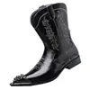 Mais Vendido na Amazon Transfronteiriça Retrô Botas de Couro Versáteis Masculinas Bico Fino Botas de Couro Casuais de Negócios Masculinas Slip-on Britânicas 25906