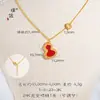 Colar Pu Zuojiu não desbota em ouro areia diamante vermelho cabaça feminina moda nacional nobreza corrente clavícula para namorada