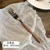 Juego de cubiertos de acero inoxidable con mango de imitación madera, cuchillo para bistec estilo occidental, juego de cuchara y tenedor para postre para uso doméstico y comercial