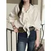 Blusa de renda franzida estilo francês, camisa de outono nova de Guangzhou Treze Linhas CG519