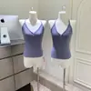 Mowonwoon Mesmo Estilo Cinza/Azul Smog Henley com Botões Decote V Regata Macia e Amiga da Pele
