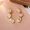 Pendientes Minimalistas de Metal con Circonita de Alta Gama, Moda de Lujo Ligero, Pendientes Largos Únicos, Diseño de Nicho, Exquisitos Accesorios para Orejas