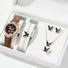 Novo Relógio de Pulso Feminino Moda Transfronteiriça Luxo Leve Quartzo Padrão Borboleta Clássico Mostrador Diamante Digital Feminino Estoque Pronto Atacado
