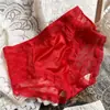 [Rojo Ancola] 880# Ropa Interior Roja Grande de Año Nuevo Malla de Encaje Seda de Hielo Ropa Interior Roja