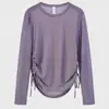 Ropa Deportiva Transpirable Ligera Transfronteriza con Cintura Ajustable con Cordón, Cubierta de Yoga de Manga Larga con Cuello Redondo, Prenda Exterior Deportiva Adelgazante
