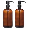 Novo Dispenser de Vidro Push-Type de Aço Inoxidável para Shampoo Sabonete, Frasco Refil Marrom de 16 Onças para Álcool em Gel