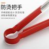 Pinza para Alimentos de Acero Inoxidable Pan Comida Barbecue Horneado Pinza Mango de Silicona Rojo Antiescaldante Suministros de Cocina de Acero Inoxidable