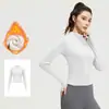 Conjunto de Yoga para Mujer Otoño Invierno Cálido con Felpa Interior Cuello Alto Cremallera Top Correr al Aire Libre Adelgazante Fitness Conjunto Deportivo