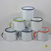 Caneca de Esmalte para Transferência de Calor, Cerâmica Boshan com Borda de Aço Inoxidável, Sublimação Branca, Copo de Água Retrô