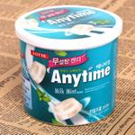 韩国进口糖果 乐天Anytime无糖三层夹心牛奶薄荷润喉糖111g 罐装