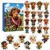 Producto nuevo transfronterizo Calendario de Adviento 2D de Vaca de las Tierras Altas 2026 Calendario de Navidad de Vaca de las Tierras Altas