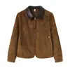 Chaqueta corta de gamuza para mujer, elegante y retro, adecuada para figuras petite, una nueva opción de prenda exterior de primavera/otoño para mujeres de mediana edad y mayores.