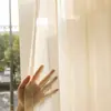 Novo Tecido de Cortina Voil de Linho Semi-Blackout Filtrante de Luz Estilo Japonês em Madeira Natural para Sala de Estar, Varanda, Janela do Quarto