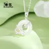 Collar de Plata de Ley s925 Flor de Jazmín Ping An Kou para Mujer Colgante Moli Cadena para Clavícula Nicho Dulce Sentido de Alta Gama Regalo