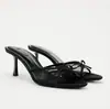 Sandalias de Verano 2026 Talla Grande Transfronterizas Punta Fina Peep-Toe Estilo Europeo y Americano Correa Única Lazada Punta Abierta Sin Espalda para Mujer