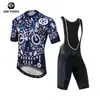 Xintown Padrão de Árvore Roupa de Ciclismo de Manga Curta de Verão Nova Roupa de Ciclismo Calças Conjunto de Suspensório de Ciclismo de Verão