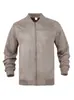 Jaqueta Casual Esportiva Masculina Estilo Europeu e Americano, Suede Pelúcia, Cor Sólida, Gola Alta, Zíper, Tamanho Plus, Comprimento Médio, Manga Longa, Peça Externa, Cardigan